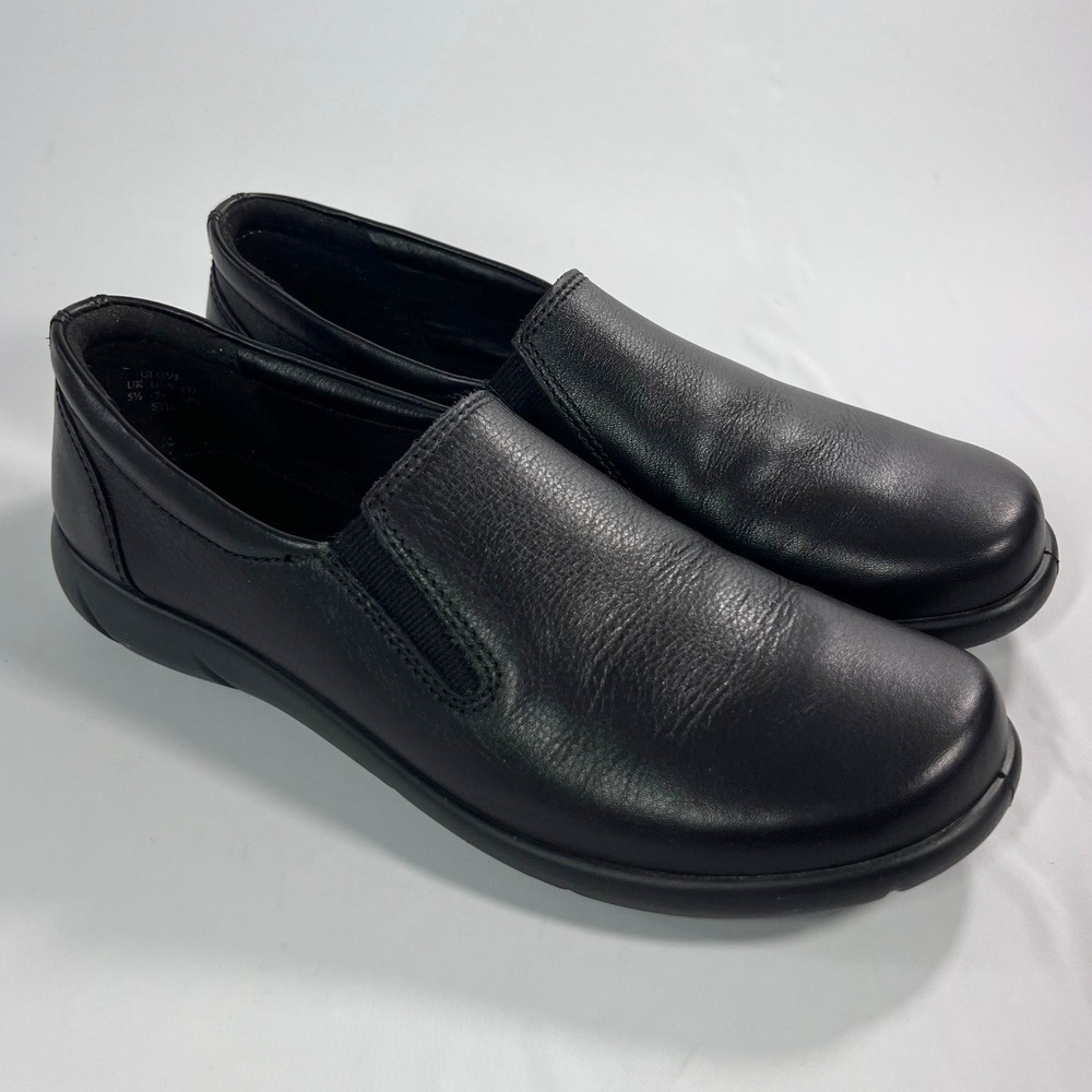 Hotter Womens 7.5 Glove Black Leather Comfort Concept Slip On Loafers England